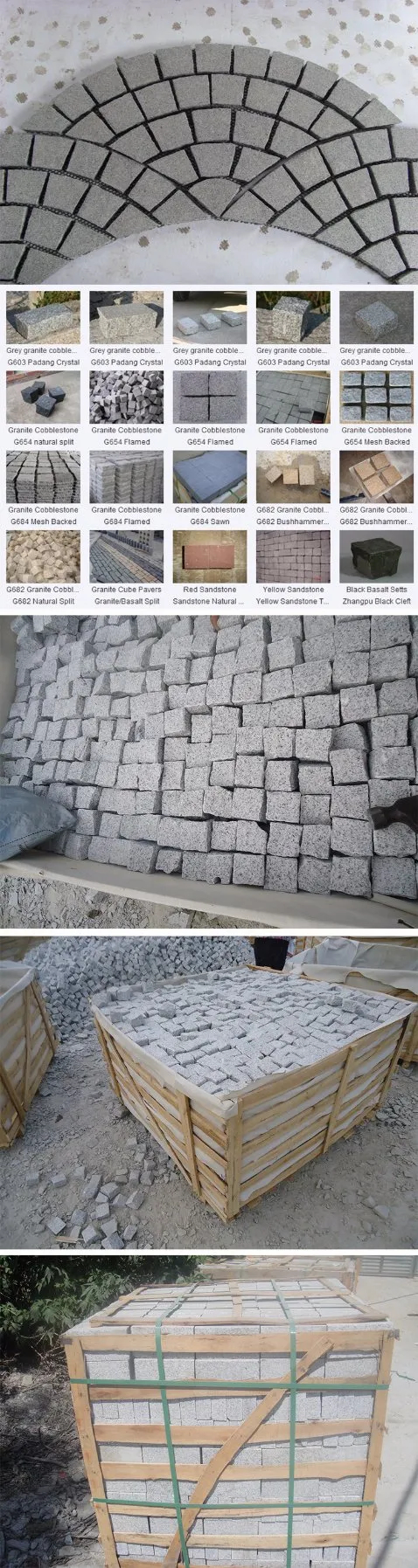 Grey Granite Cubes with Mesh for Walkway Garden and Landscape Paving