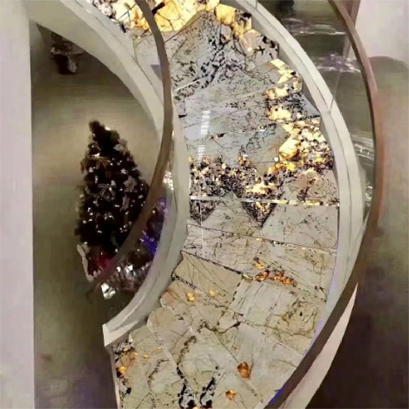 Bookmatched White Onyx Marble Slabs for Backlit Interior Design