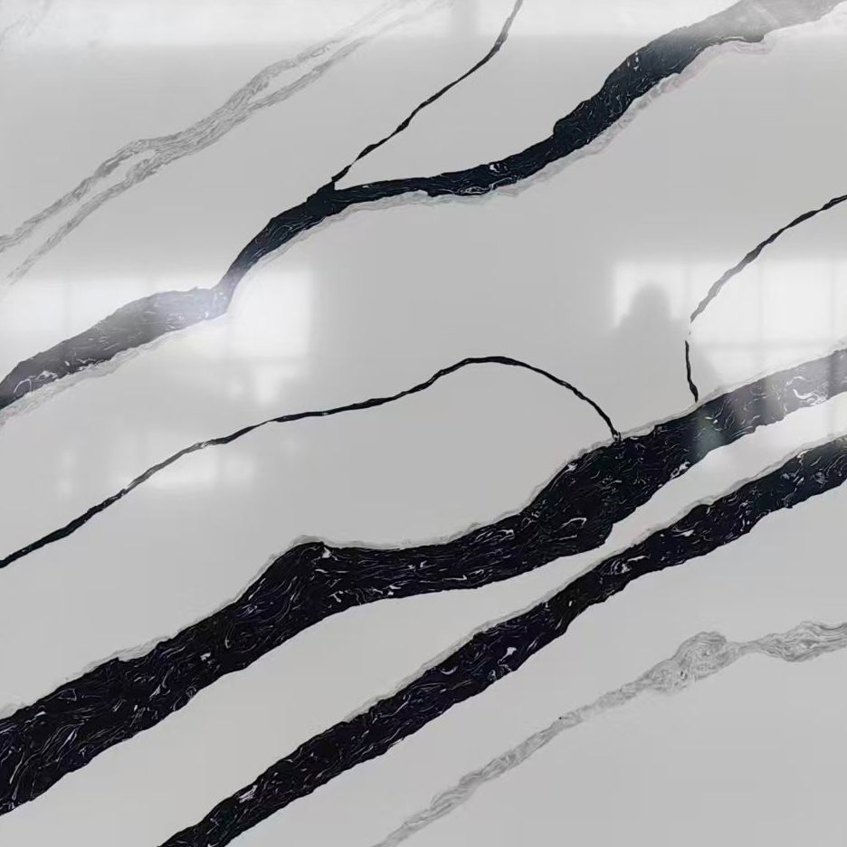 Panda White Artificial Quartz Slab for Kitchen Countertops and Vanity Tops
