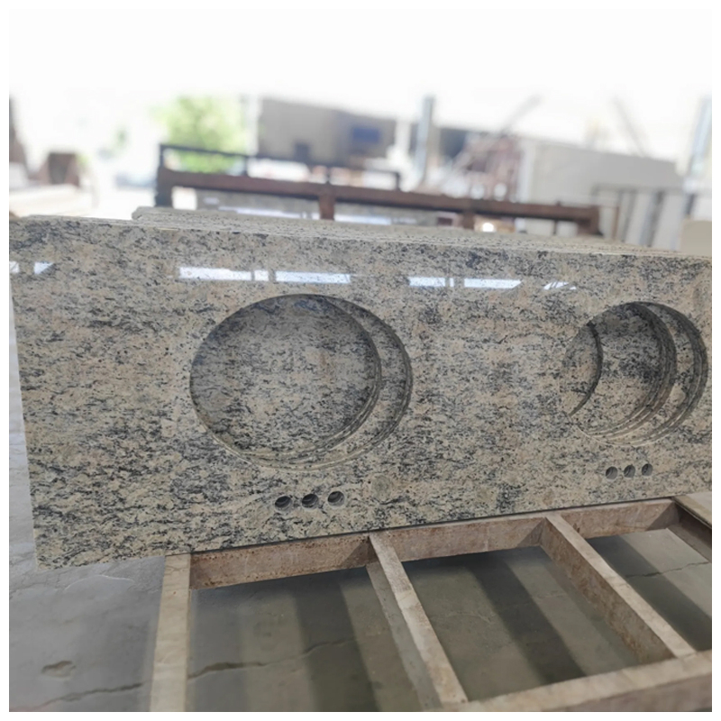 Brazilian Santa Cecilia Granite Vanity Top with Round Basin Cutout