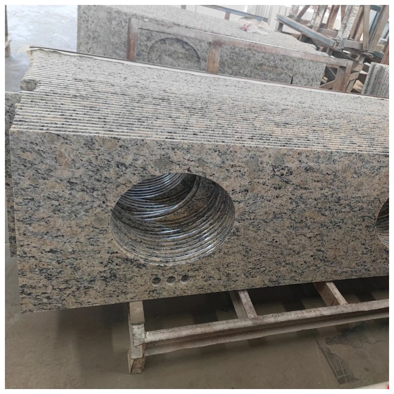Brazilian Santa Cecilia Granite Vanity Top with Round Basin Cutout