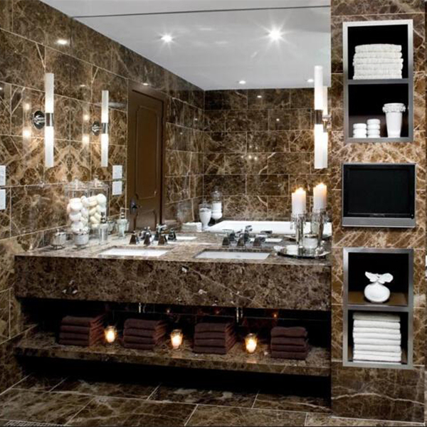 Dark Emperador Brown Marble Vanity Top with Oval Sink Cutout