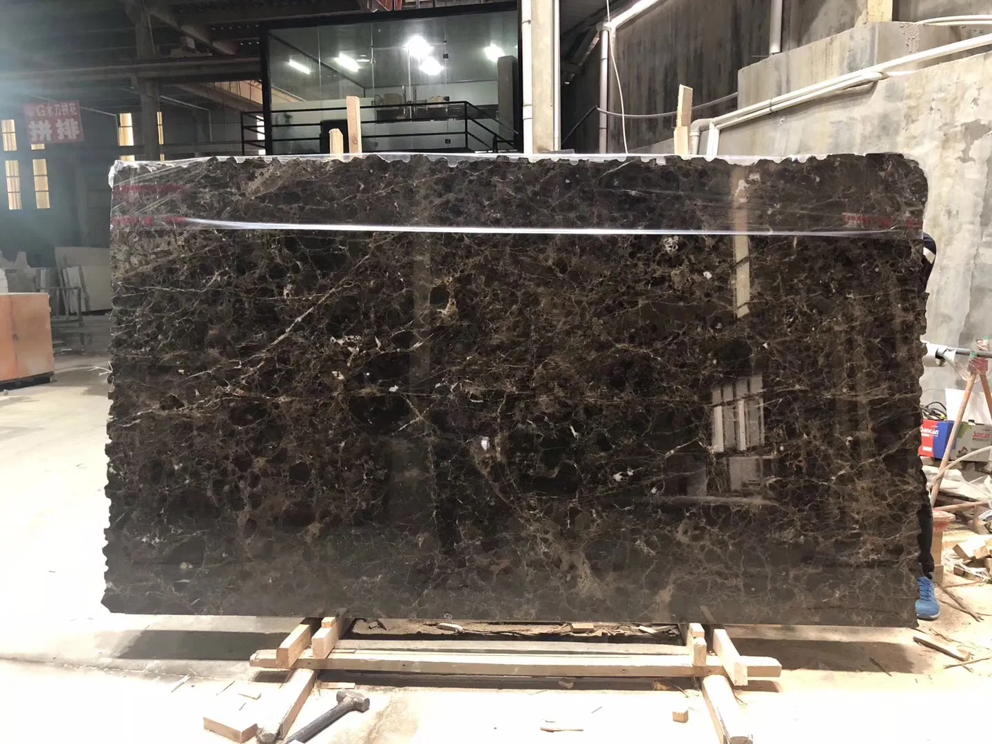 Dark Emperador Brown Marble Vanity Top with Oval Sink Cutout