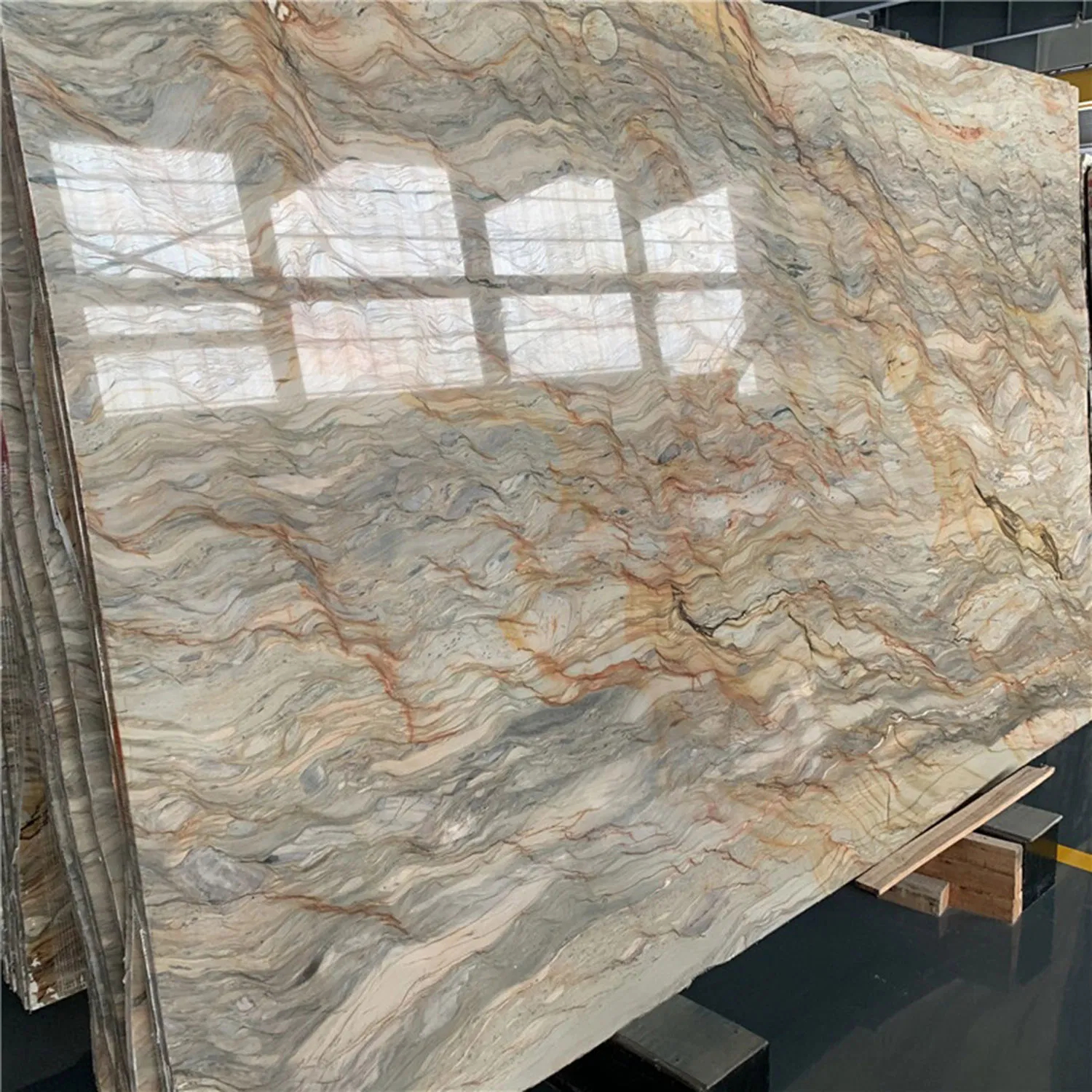 Brown Veined Natural Quartzite Kitchen Island Countertop