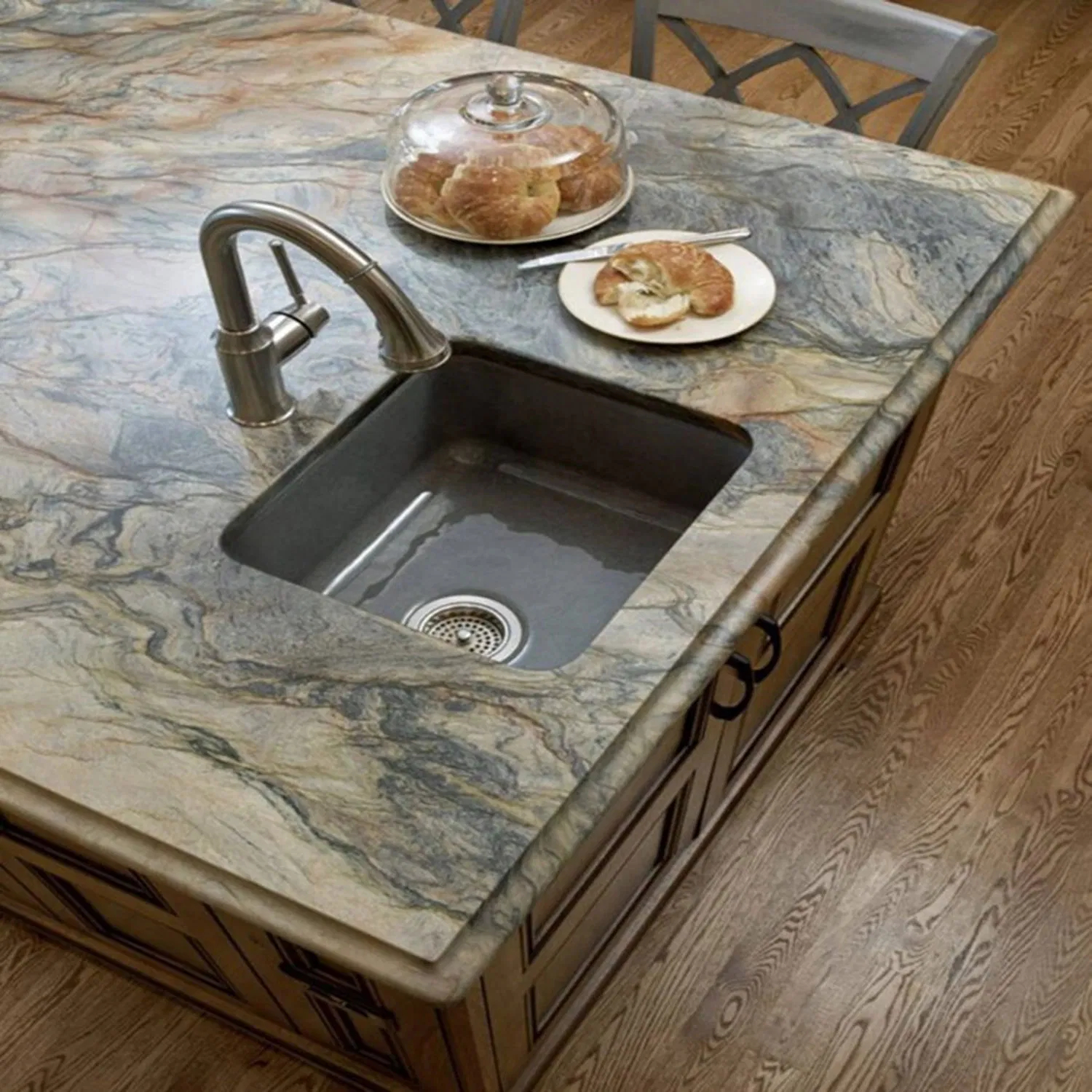 Brown Veined Natural Quartzite Kitchen Island Countertop