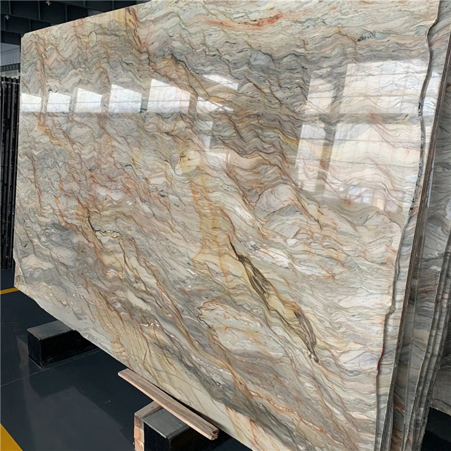 Brown Veined Natural Quartzite Kitchen Island Countertop
