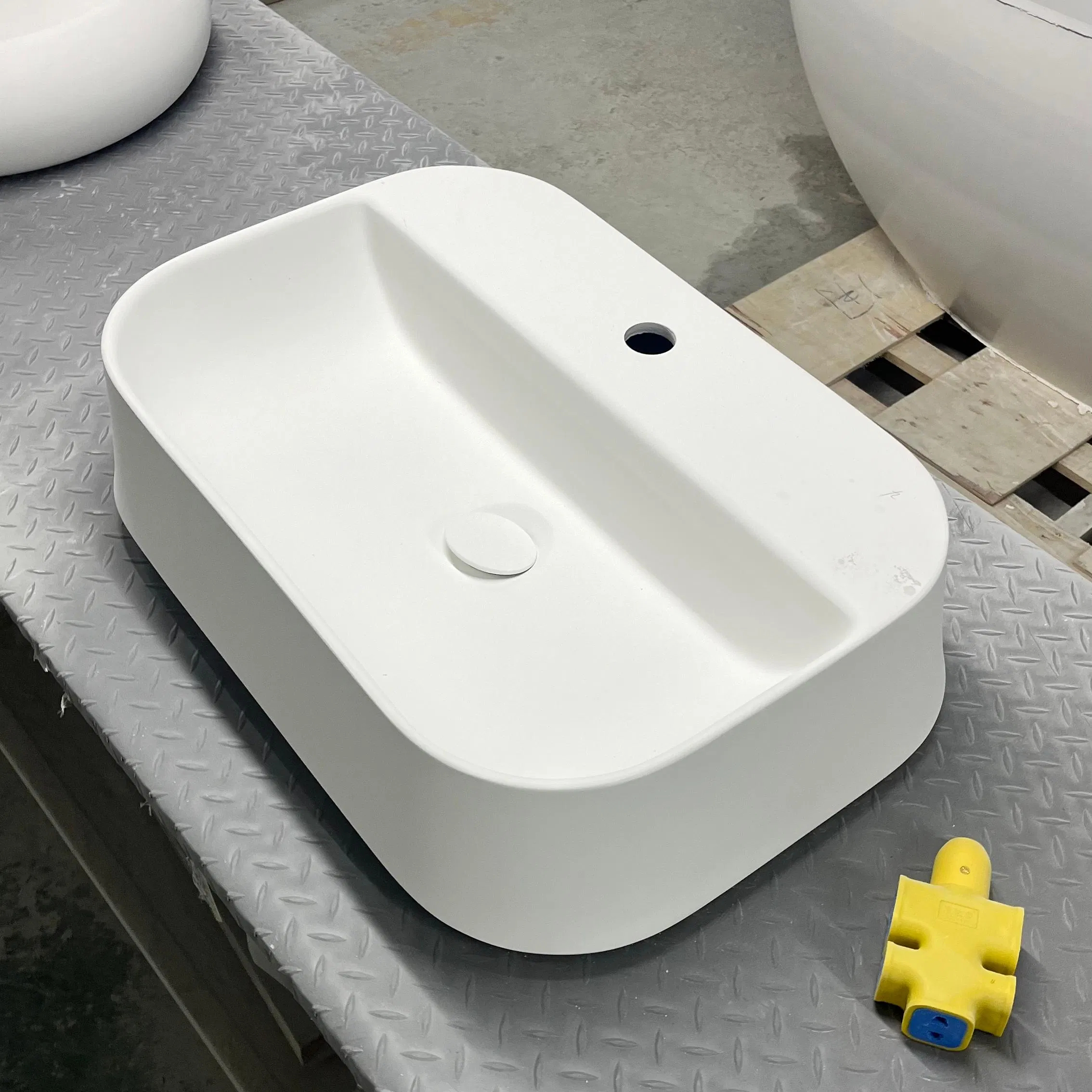 White Artificial Stone Solid Surface Above Counter Wash Basin