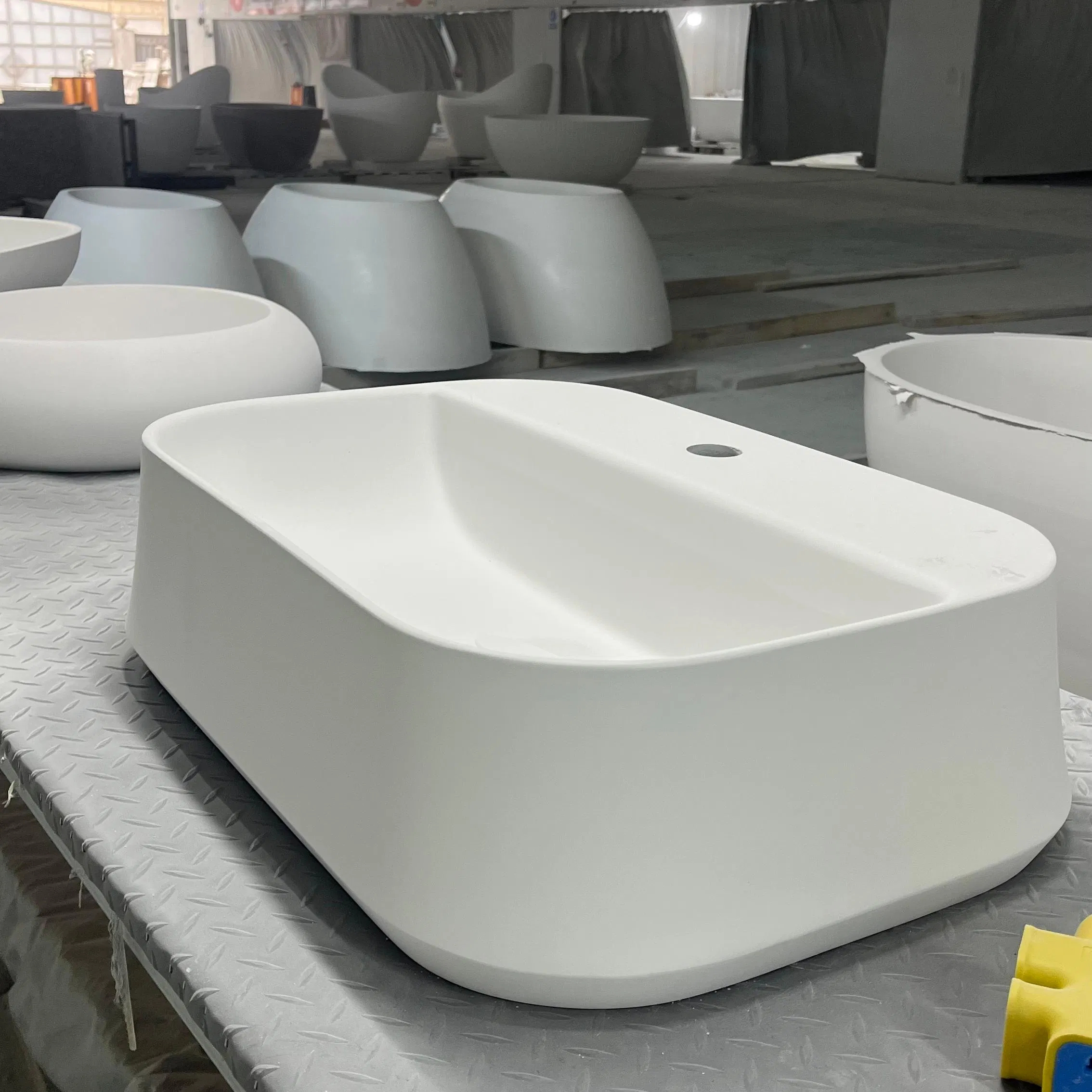 White Artificial Stone Solid Surface Above Counter Wash Basin