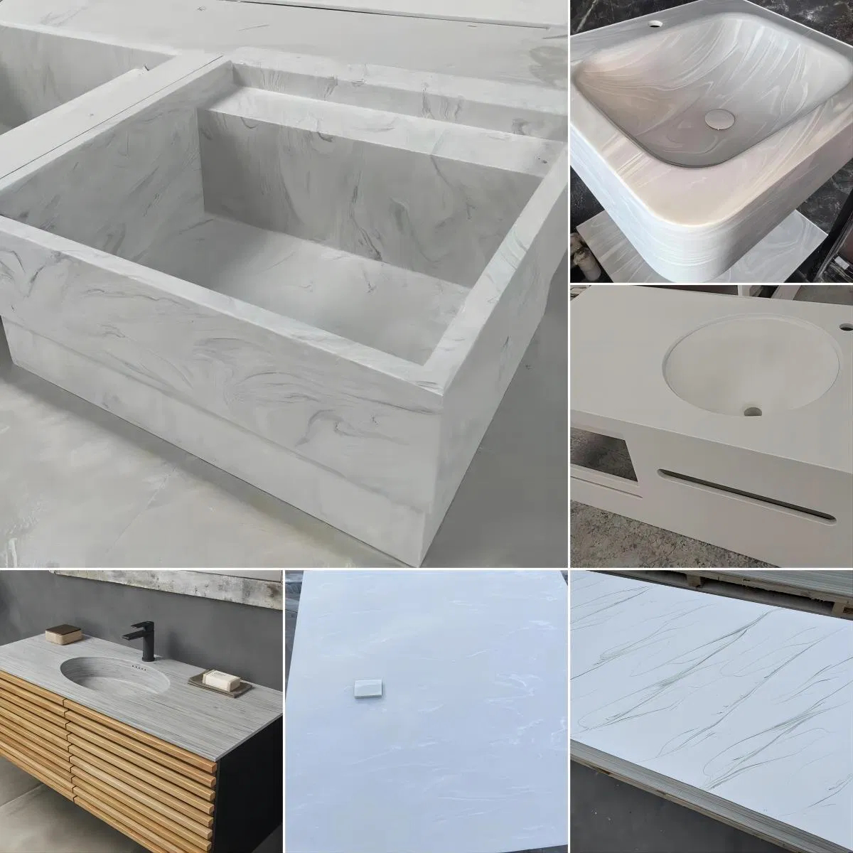 Custom Solid Surface Countertop Wash Basin for Bathroom Vanities