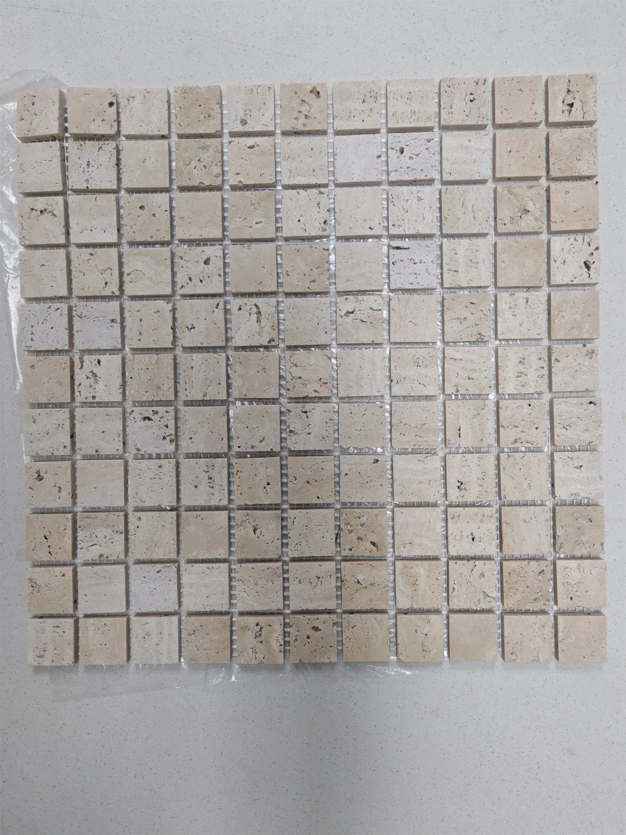 Beige Travertine Mosaic Tiles for Living Room and Feature Walls