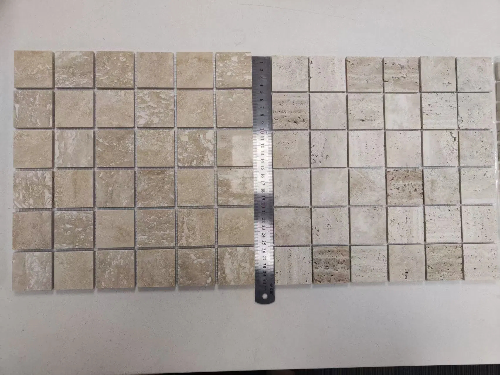 Beige Travertine Mosaic Tiles for Living Room and Feature Walls
