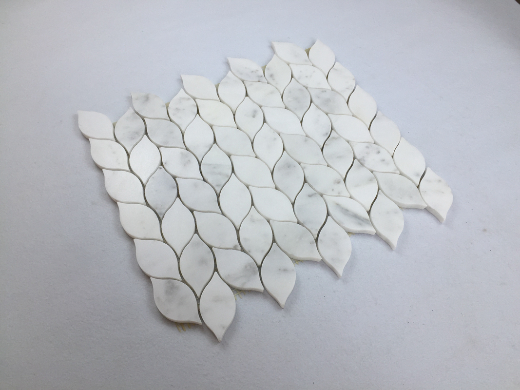 Crystal White Marble Leaf Mosaic Tile for Kitchen Backsplash