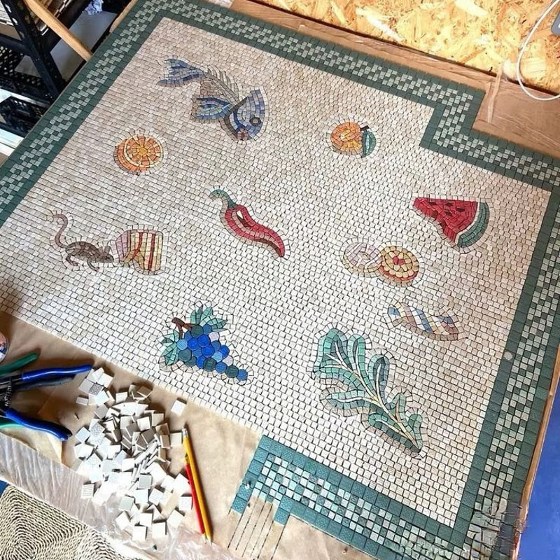 Handmade Marble Mosaic Panel for Custom Floor and Wall Patterns