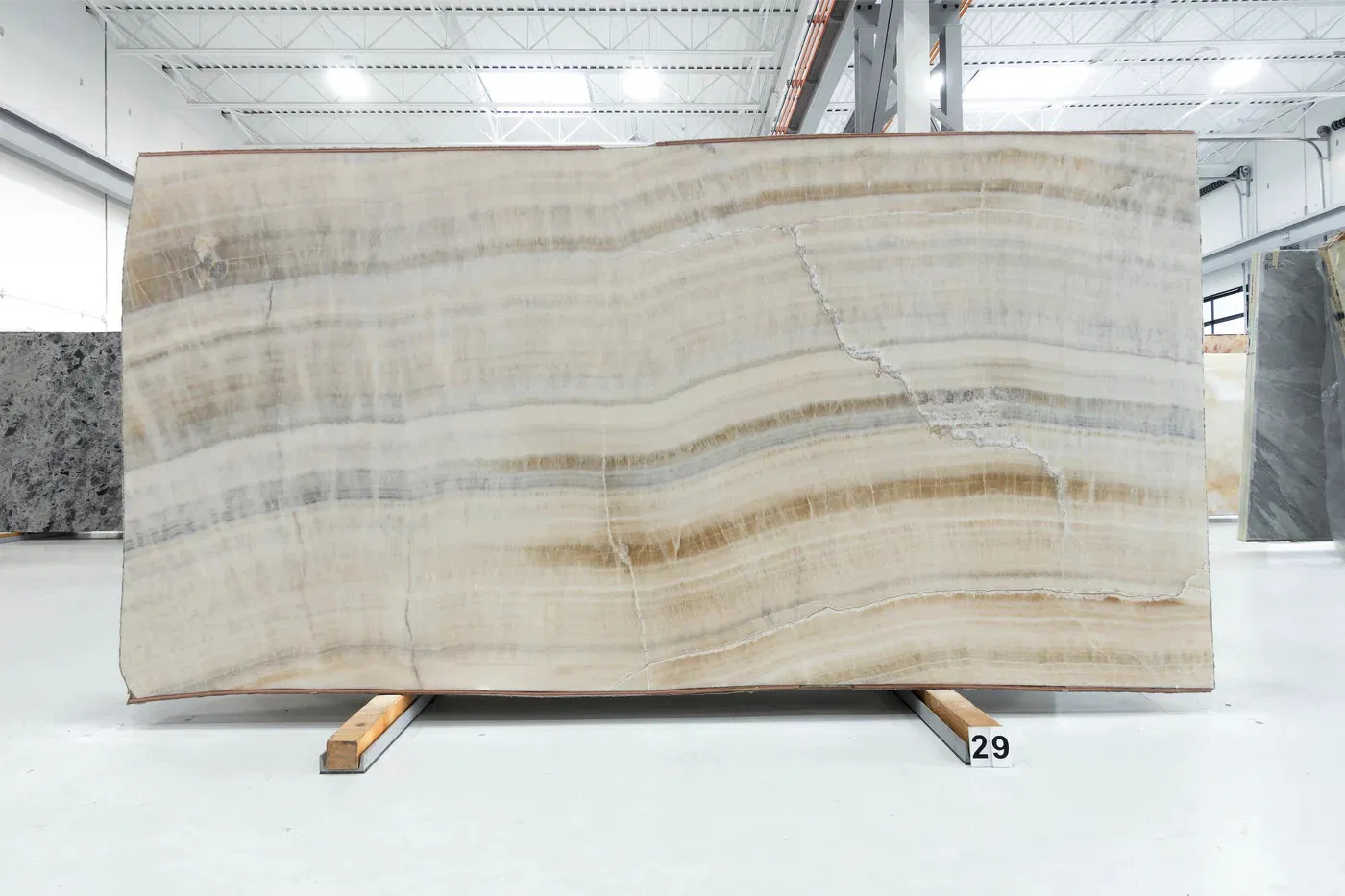 Backlit Grey Onyx Slab for Wal