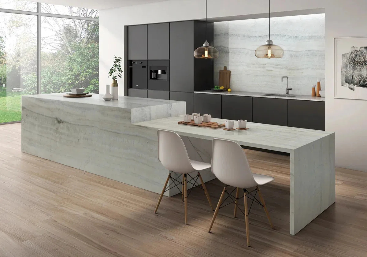 Backlit Grey Onyx Slab for Wall Panels, Vanity Tops, and Feature Walls
