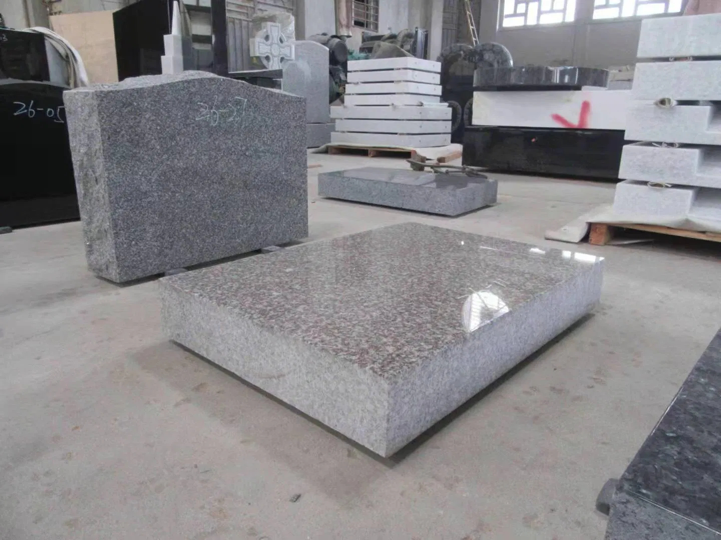 American Style G603 Grey Granite Family Memorial Monument Set