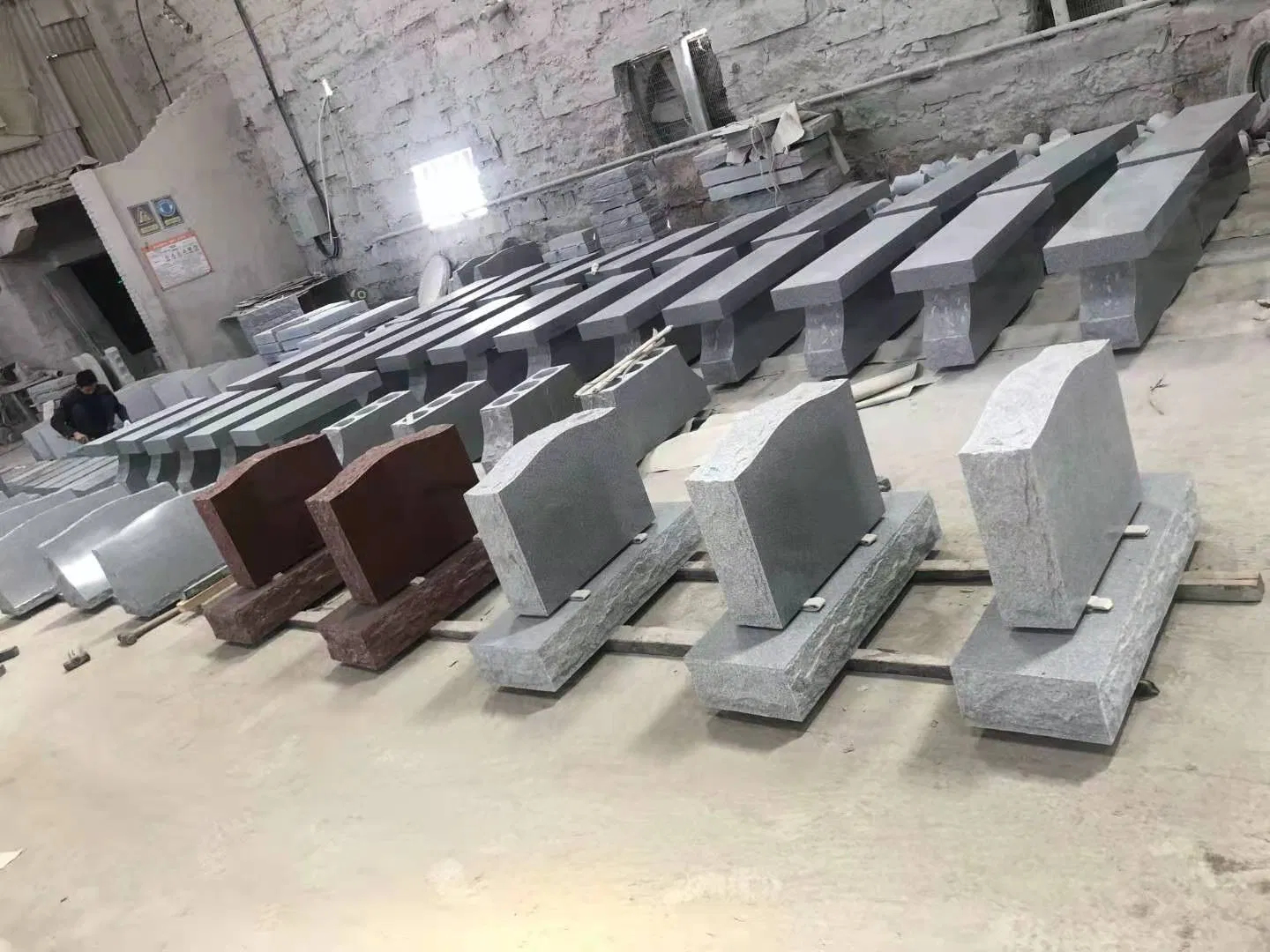 American Style G603 Grey Granite Family Memorial Monument Set