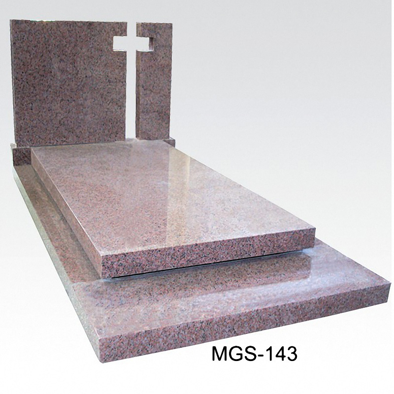 French Style Pink Granite Full Grave Tombstone with Heart Shape