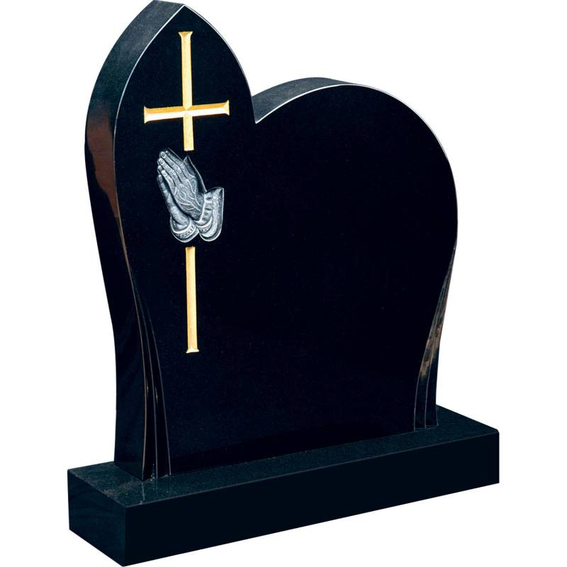 American Style Black Granite Upright Headstone with Cross Design
