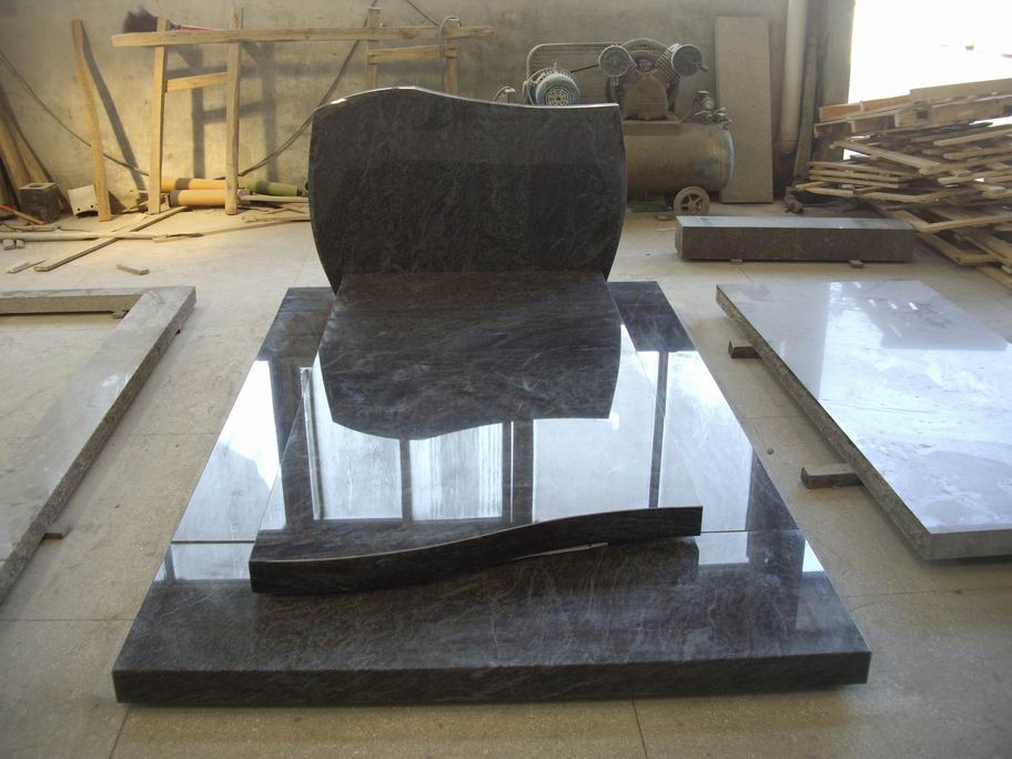German Style Granite Full Grave Tombstone with Cover Slab