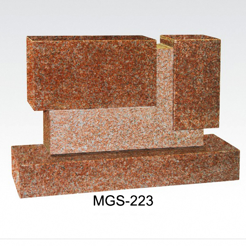 German Style Granite Upright Headstone with Floral Design