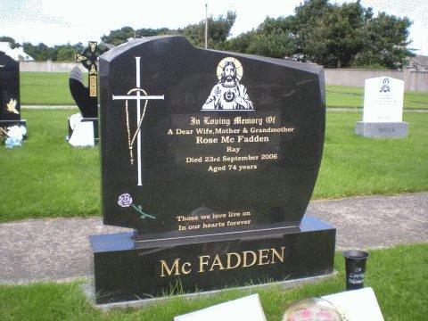 Irish Style Black Granite Upright Headstone with Celtic Cross