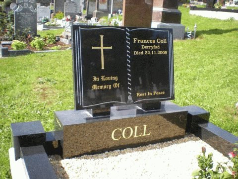 Irish Style Black Granite Upright Headstone with Celtic Cross