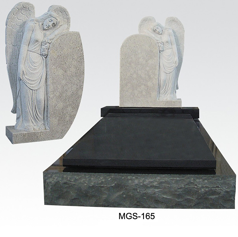 Italian Style Granite Full Grave Tombstone with Madonna Statue