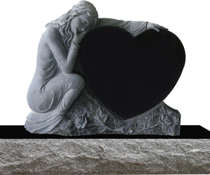 Polish Style Black Granite Angel Memorial Headstone
