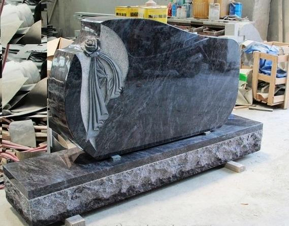 Romanian Style Dark Grey Granite Cross Headstone