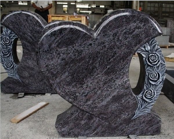 Romanian Style Dark Grey Granite Cross Headstone