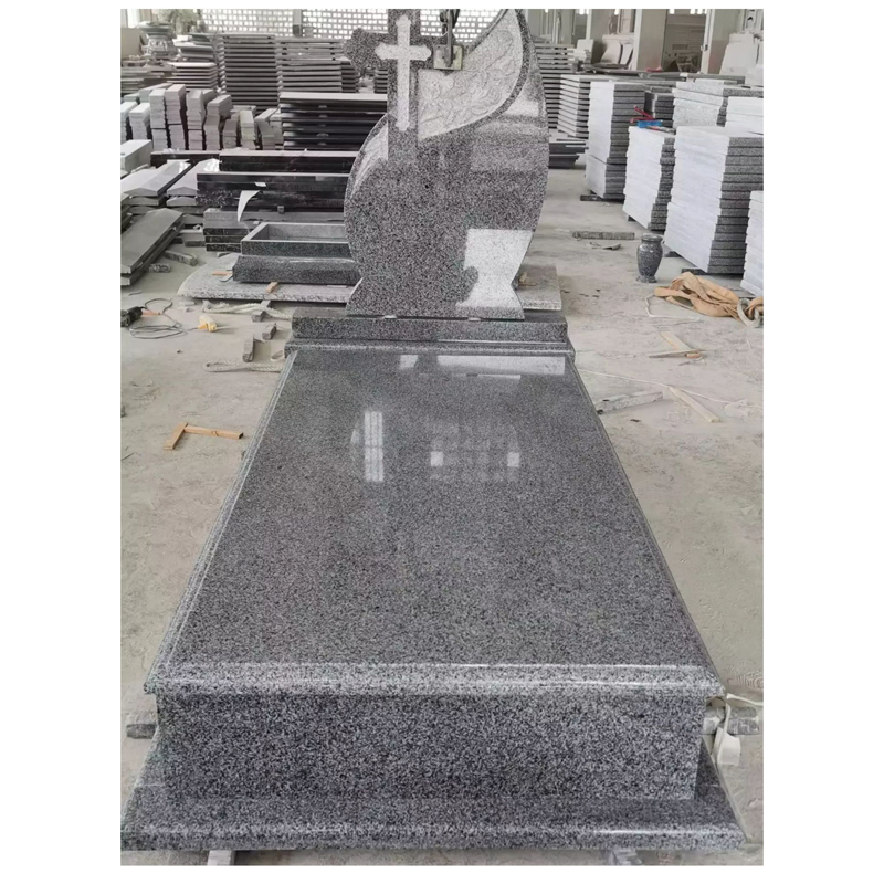 Romanian Style G654 Granite Full Grave Tombstone with Round Headstone