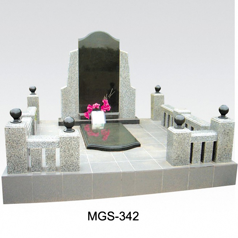 Russian Style Black Granite Column Full Grave Tombstone
