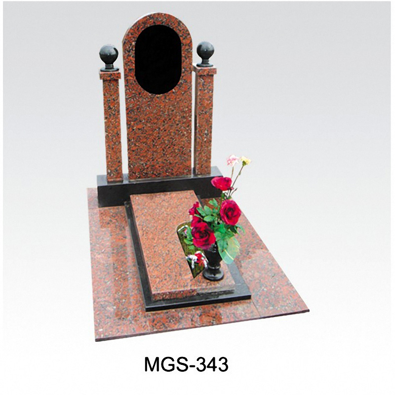 Russian Style Black Granite Column Full Grave Tombstone