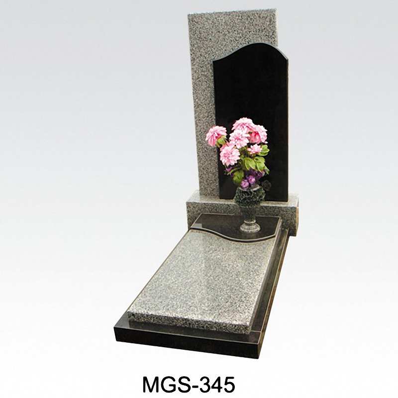 Russian Style Black Granite Column Full Grave Tombstone
