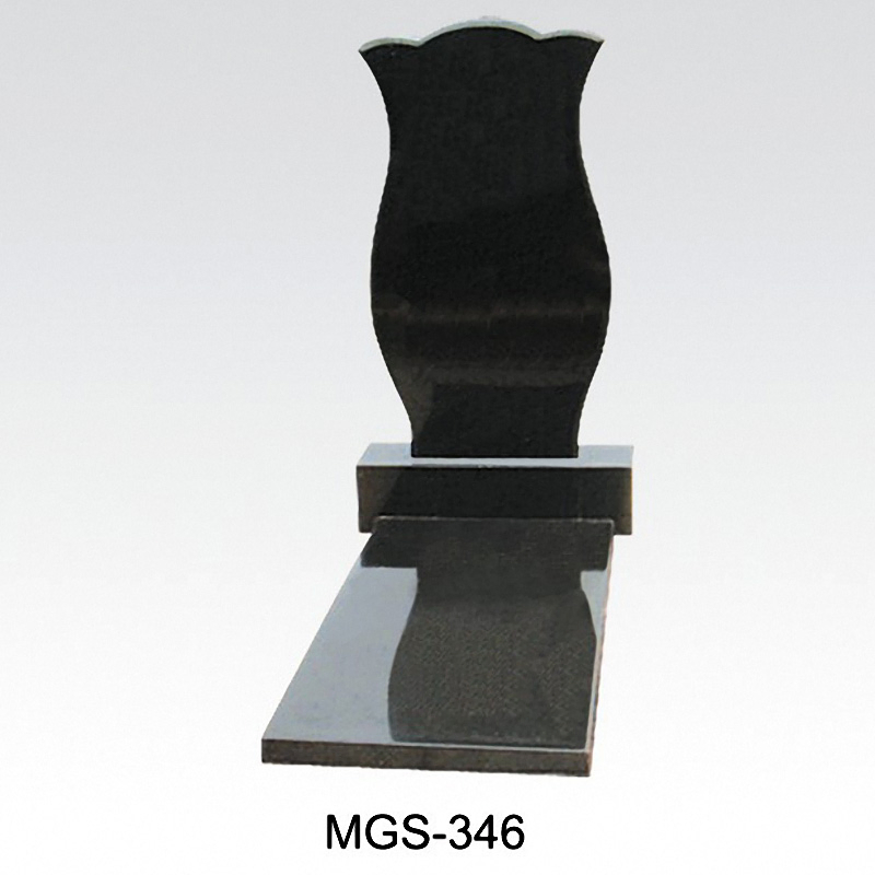 Russian Style Black Granite Column Full Grave Tombstone